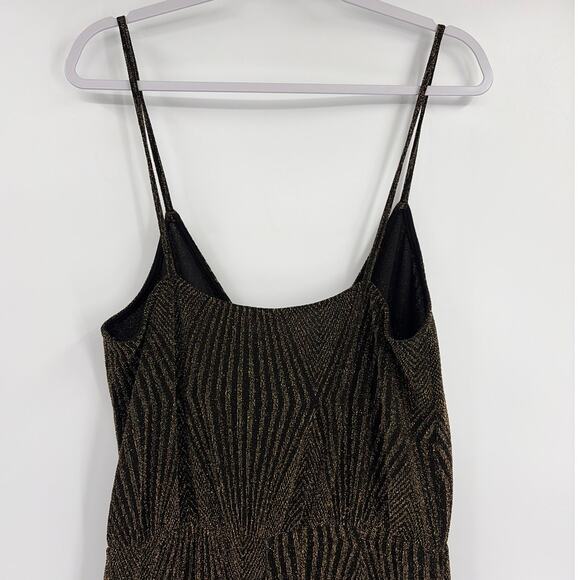 Topshop Metallic Jumper Sz 10 Gold Black Y2K Holiday Clubwear Geometric NWT Glam - Picture 9 of 12
